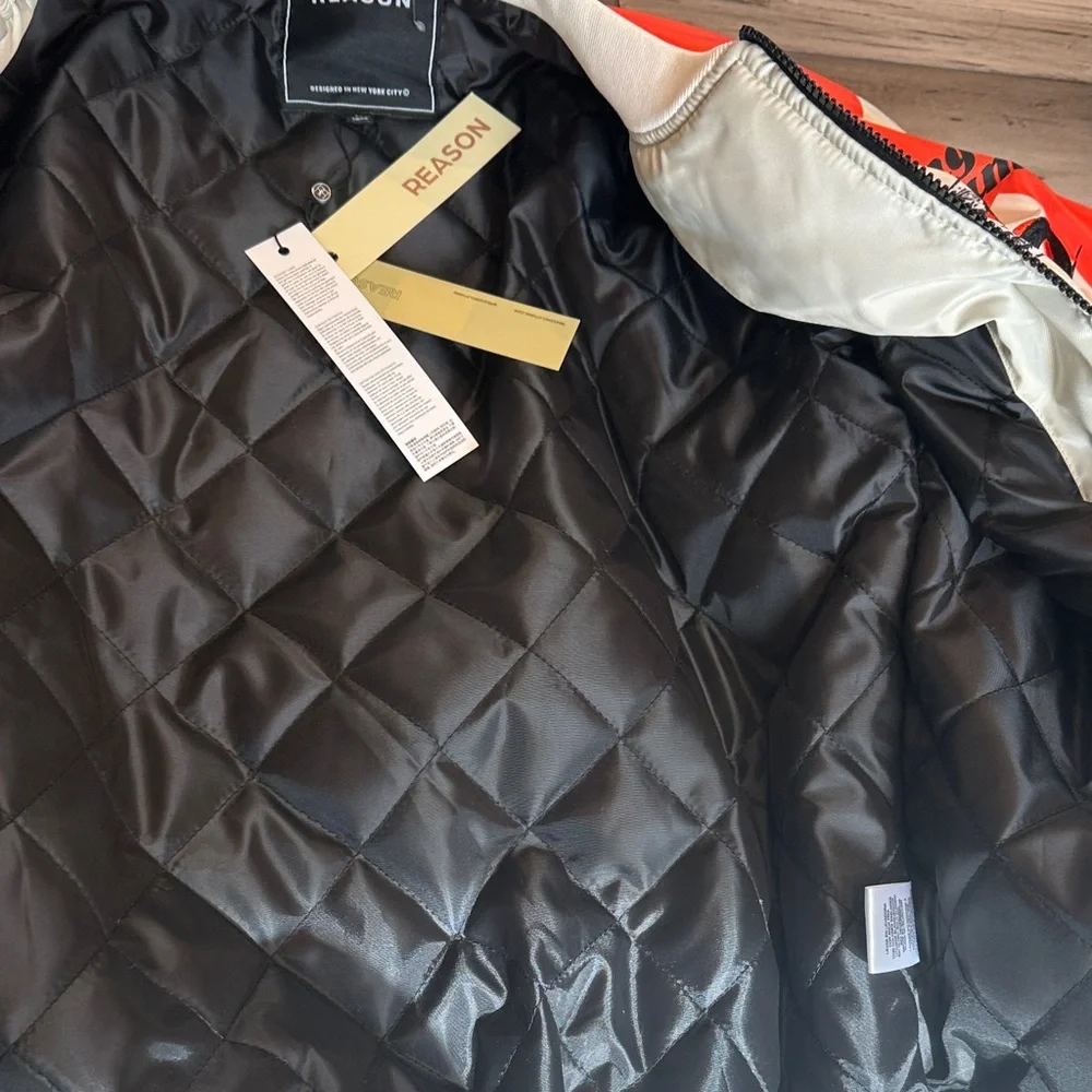 Reason Red and Cream 'Pablo Escobar' Racing Bomber Jacket - Picture 7 of 11